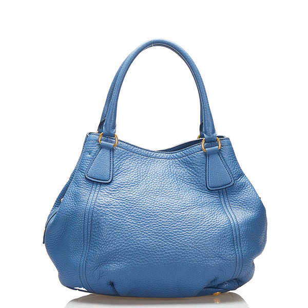 プラダ トートバッグ ブルー レザー レディース PRADA 【中古】