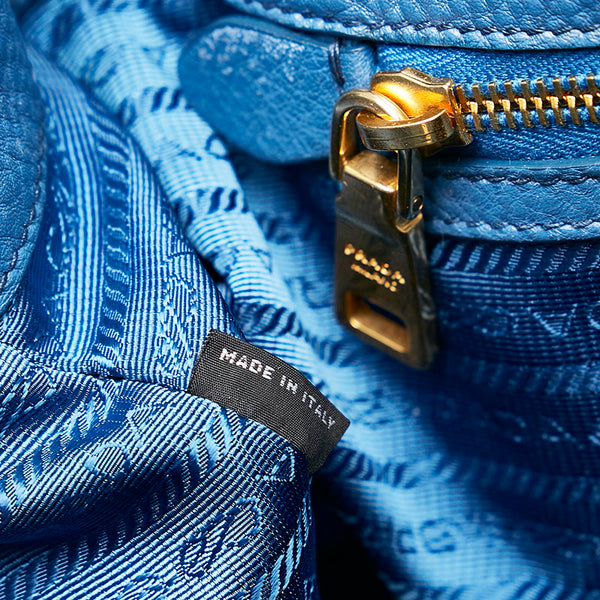 プラダ トートバッグ ブルー レザー レディース PRADA 【中古】