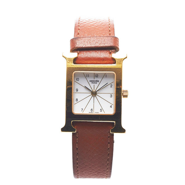 エルメス Hウォッチ 腕時計 HH1.201 クオーツ ホワイト文字盤 ステンレススチール レディース HERMES 【中古】