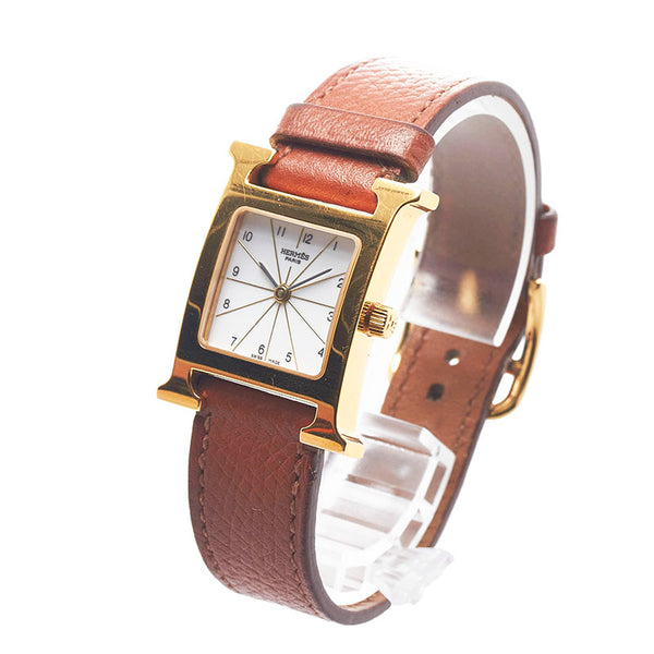 エルメス Hウォッチ 腕時計 HH1.201 クオーツ ホワイト文字盤 ステンレススチール レディース HERMES 【中古】
