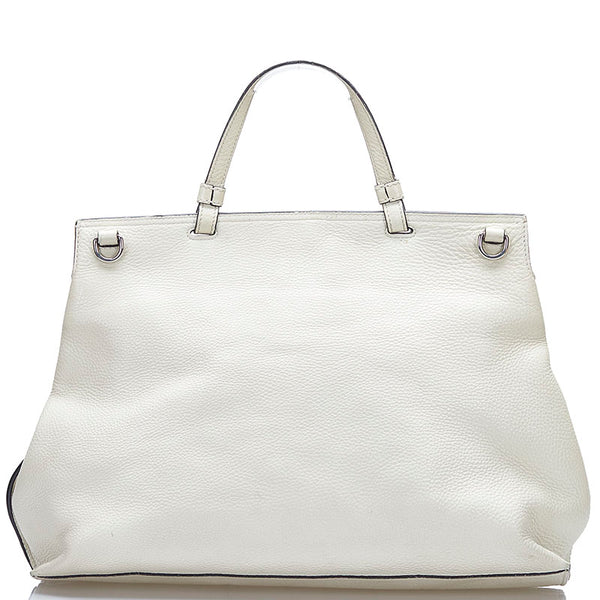 グッチ バンブー ハンドバッグ ショルダーバッグ 2WAY 370830 アイボリー ホワイト レザー レディース GUCCI 【中古】