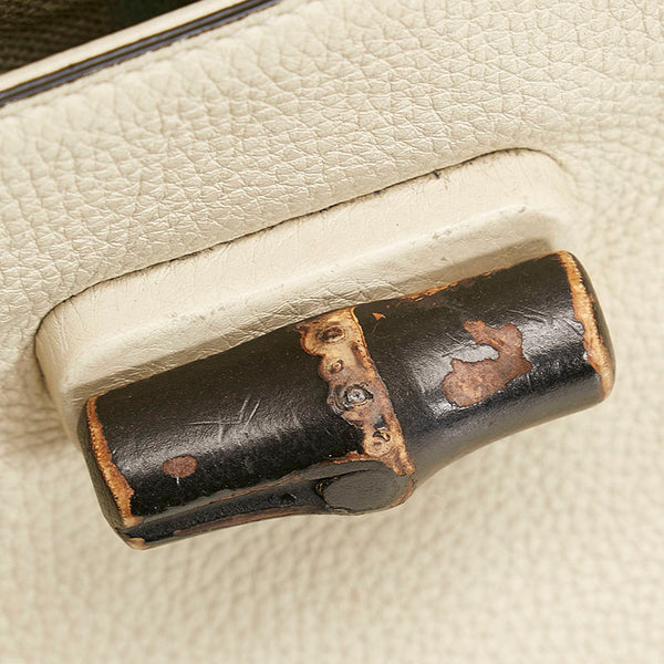グッチ バンブー ハンドバッグ ショルダーバッグ 2WAY 370830 アイボリー ホワイト レザー レディース GUCCI 【中古】