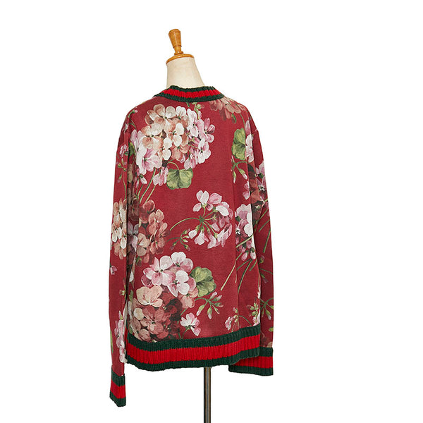 グッチ ブルームス 花 フラワー シェリーライン スウェット サイズ：XXL ワインレッド マルチ レーヨン コットン メンズ GUCCI 【中古】