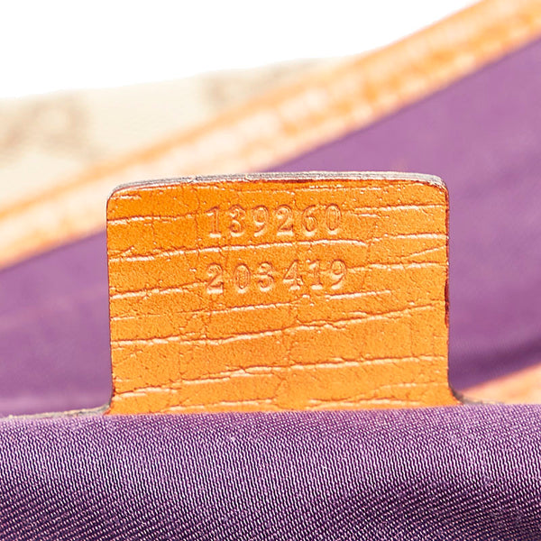 グッチ GGキャンバス シェリー トートバッグ 139220 ブラウン パープル キャンバス レザー レディース GUCCI 【中古】