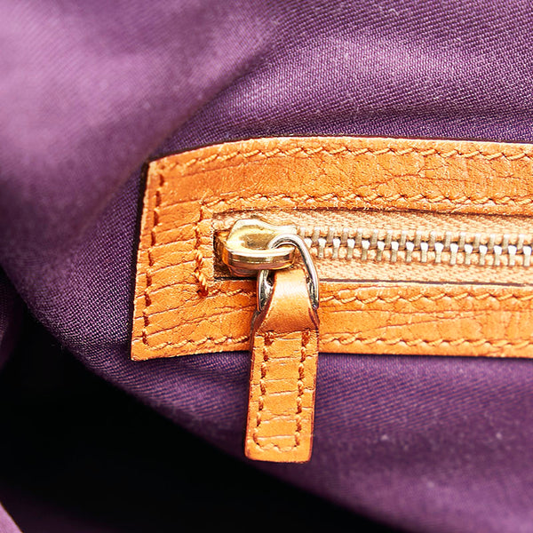 グッチ GGキャンバス シェリー トートバッグ 139220 ブラウン パープル キャンバス レザー レディース GUCCI 【中古】