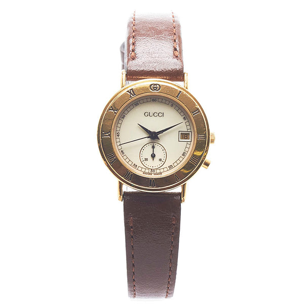 グッチ ベルト（社外品） 腕時計 800L クオーツ ホワイト文字盤 ステンレススチール レザー レディース GUCCI 【中古】