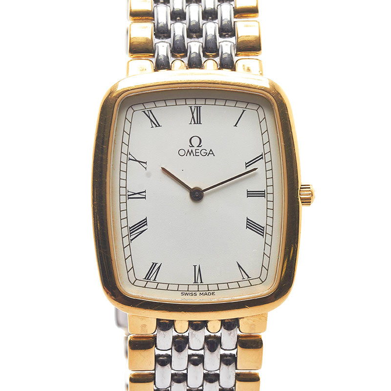 オメガ デビル 腕時計 クオーツ ホワイト文字盤 ステンレススチール メンズ OMEGA 【中古】