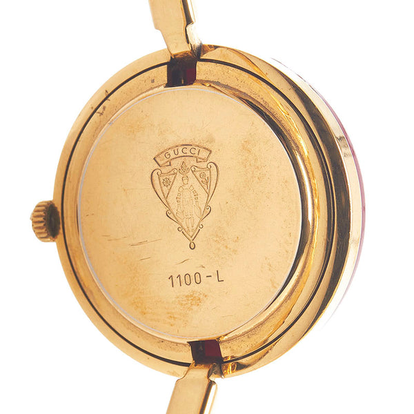 グッチ チェンジベゼル 腕時計 1100-L クオーツ ホワイト文字盤 メッキ レディース GUCCI 【中古】