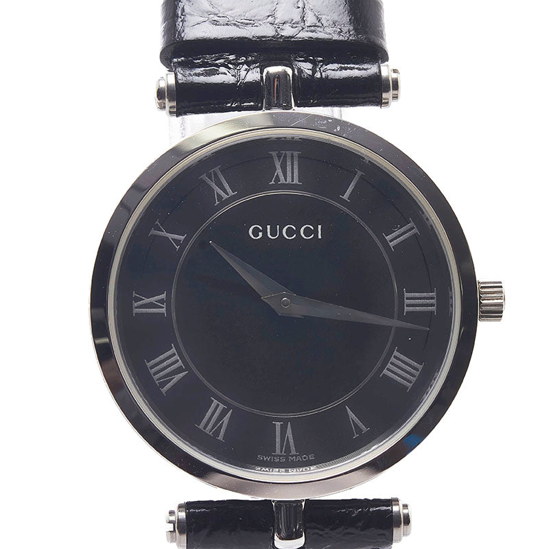 グッチ 腕時計 2040M クオーツ ブラック文字盤 ステンレススチール レザー メンズ GUCCI 【中古】