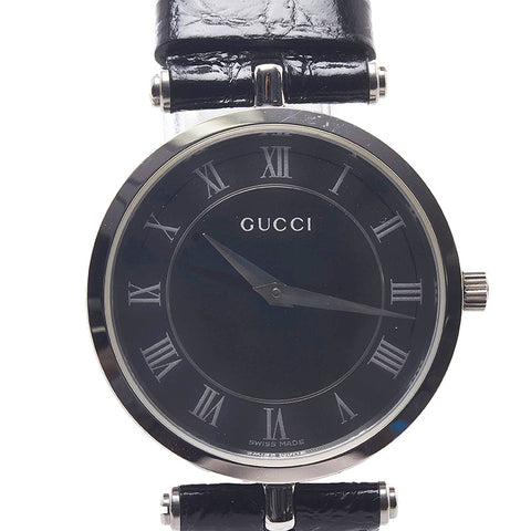 グッチ 腕時計 2040M クオーツ ブラック文字盤 ステンレススチール レザー メンズ GUCCI 【中古】
