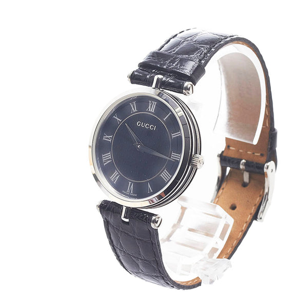 グッチ 腕時計 2040M クオーツ ブラック文字盤 ステンレススチール レザー メンズ GUCCI 【中古】
