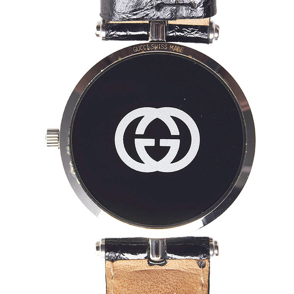 グッチ 腕時計 2040M クオーツ ブラック文字盤 ステンレススチール レザー メンズ GUCCI 【中古】