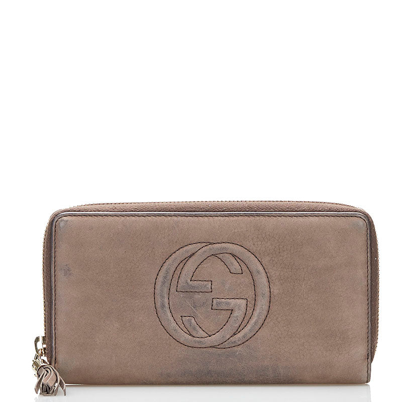 グッチ ソーホー ラウンドファスナー 長財布 308004 0416 ブラウン レザー レディース GUCCI 【中古】