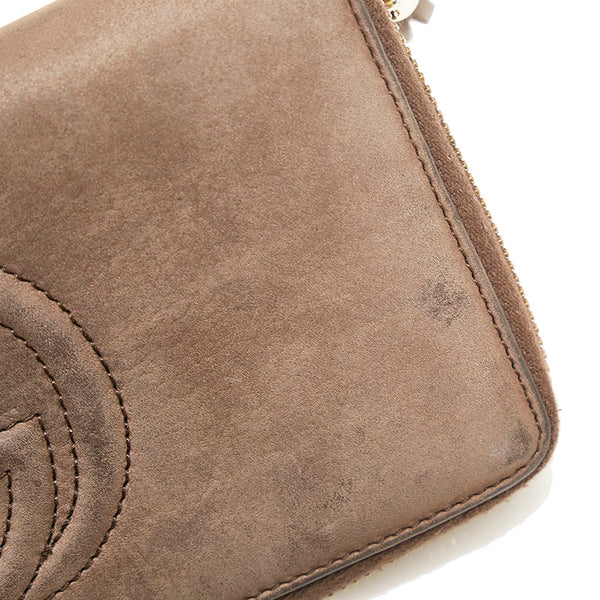 グッチ ソーホー ラウンドファスナー 長財布 308004 0416 ブラウン レザー レディース GUCCI 【中古】