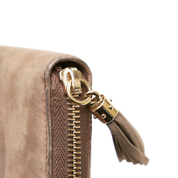 グッチ ソーホー ラウンドファスナー 長財布 308004 0416 ブラウン レザー レディース GUCCI 【中古】