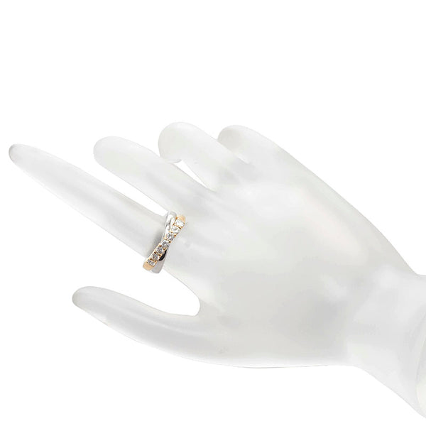 Pt900 プラチナ K18YG イエローゴールド コンビ ダイヤ0.50ct リング 指輪 レディース 11号 【中古】