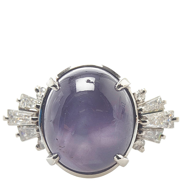 Pt850 プラチナ スターサファイア21.83ct ダイヤ0.83ct リング 指輪 レディース 11.5号 【中古】