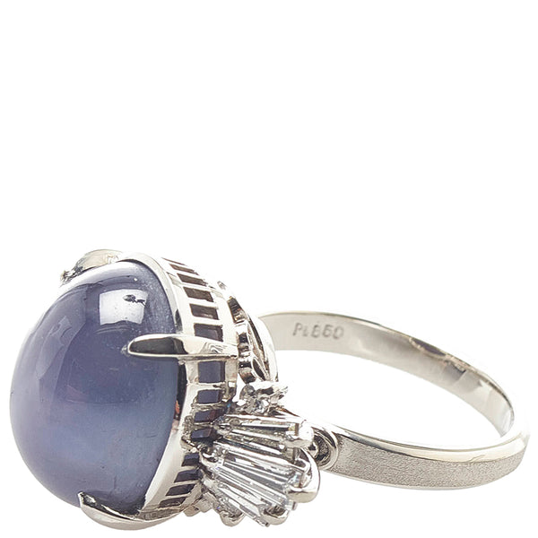 Pt850 プラチナ スターサファイア21.83ct ダイヤ0.83ct リング 指輪 レディース 11.5号 【中古】
