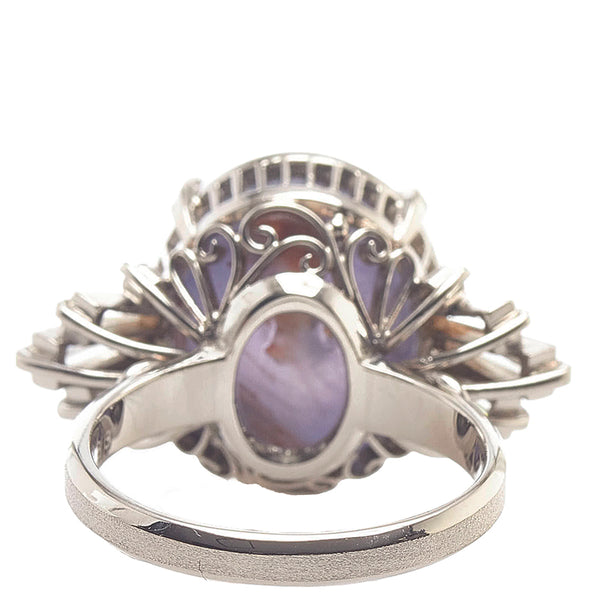 Pt850 プラチナ スターサファイア21.83ct ダイヤ0.83ct リング 指輪 レディース 11.5号 【中古】