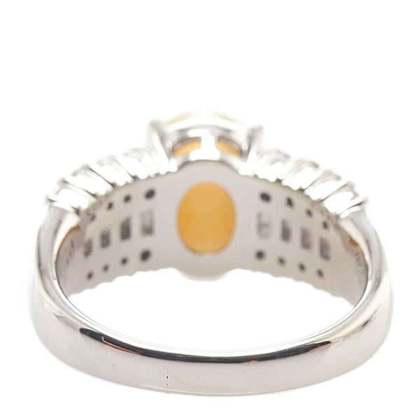 Pt900 プラチナ キャッツアイ4.17ct ダイヤ0.85ct リング 指輪 レディース 15.5号 【中古】