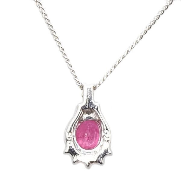 Pt900 プラチナ Pt850 プラチナ ルビー0.45ct ダイヤ0.07ct ネックレス ペンダント レディース 【中古】
