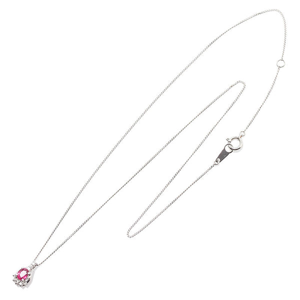 Pt900 プラチナ Pt850 プラチナ ルビー0.45ct ダイヤ0.07ct ネックレス ペンダント レディース 【中古】