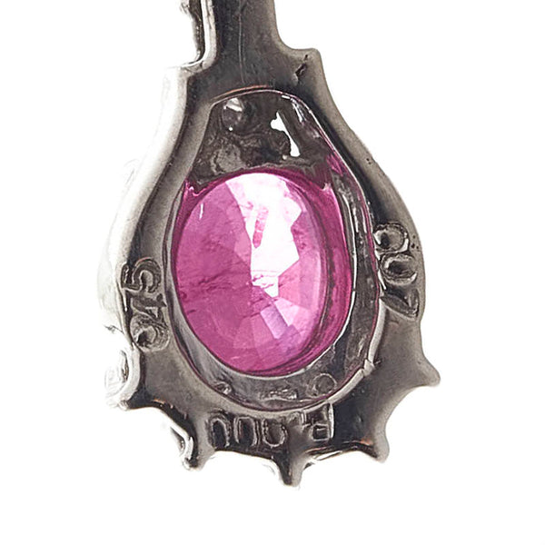 Pt900 プラチナ Pt850 プラチナ ルビー0.45ct ダイヤ0.07ct ネックレス ペンダント レディース 【中古】