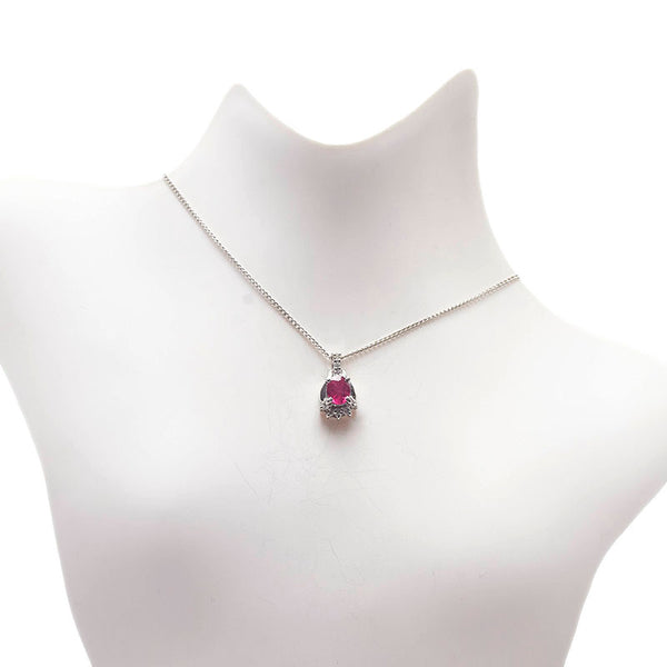 Pt900 プラチナ Pt850 プラチナ ルビー0.45ct ダイヤ0.07ct ネックレス ペンダント レディース 【中古】