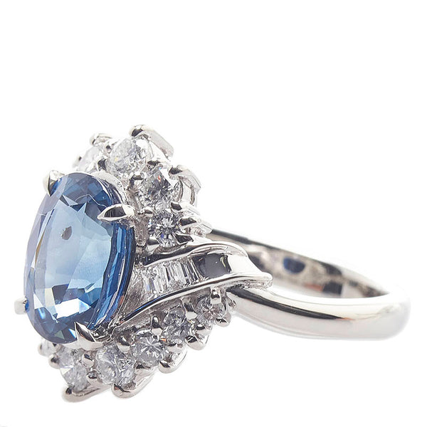 Pt900 プラチナ サファイア3.236ct ダイヤ0.86ct リング 指輪 レディース 12.5号 【中古】