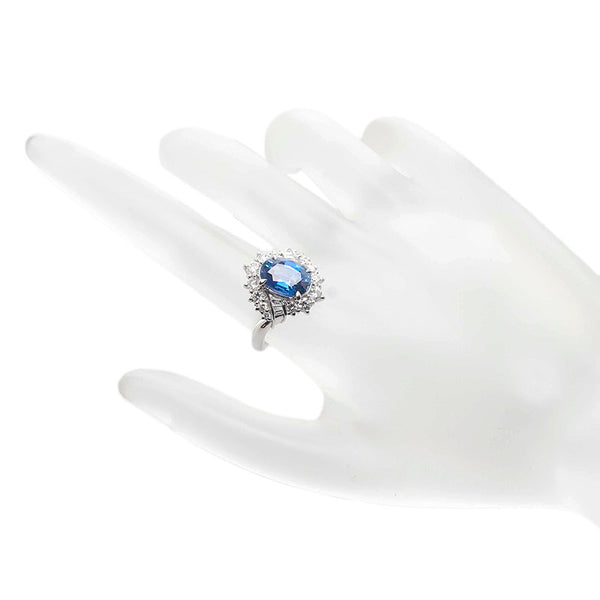 Pt900 プラチナ サファイア3.236ct ダイヤ0.86ct リング 指輪 レディース 12.5号 【中古】