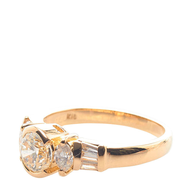 K18YG イエローゴールド ダイヤ1.008ct ダイヤ0.50ct リング 指輪 レディース 13号 【中古】