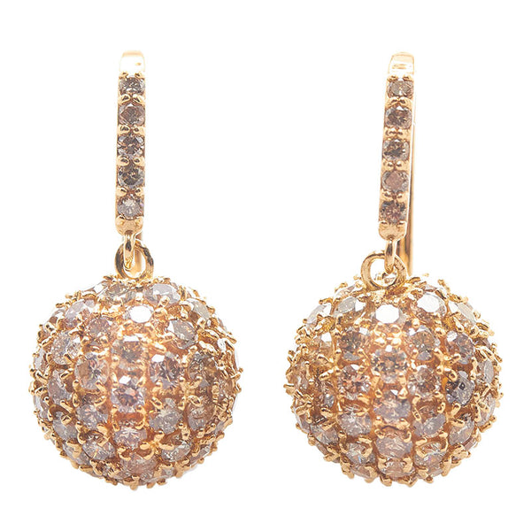 K18YG イエローゴールド ダイヤ3.50ct フック ボール ピアス レディース 【中古】