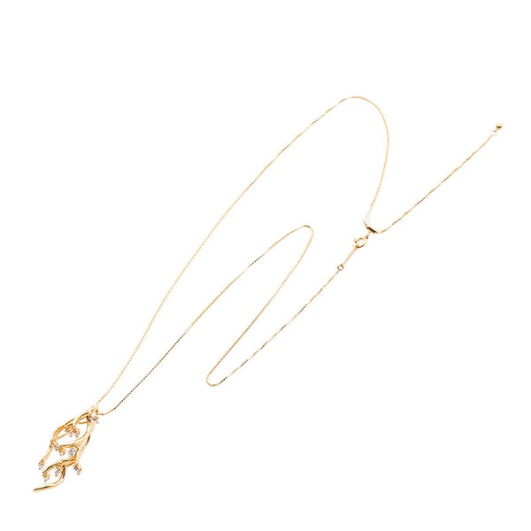 K18YG イエローゴールド ダイヤ0.71ct 鹿の角 植物 モチーフ ネックレス レディース 【中古】