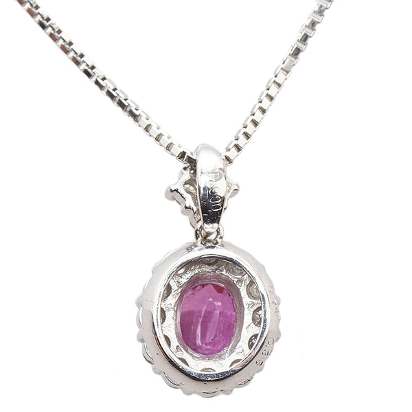Pt900 プラチナ Pt850 プラチナ ルビー0.74ct ダイヤ0.38ct ネックレス レディース 【中古】