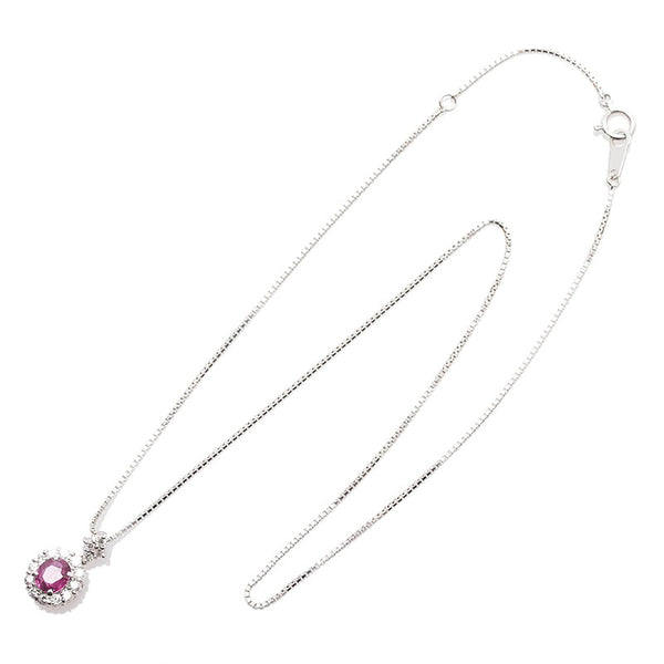 Pt900 プラチナ Pt850 プラチナ ルビー0.74ct ダイヤ0.38ct ネックレス レディース 【中古】