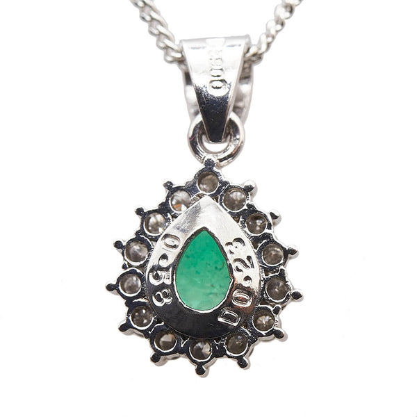 Pt900 プラチナ Pt850 プラチナ エメラルド0.58ct ダイヤ0.23ct ネックレス レディース 【中古】