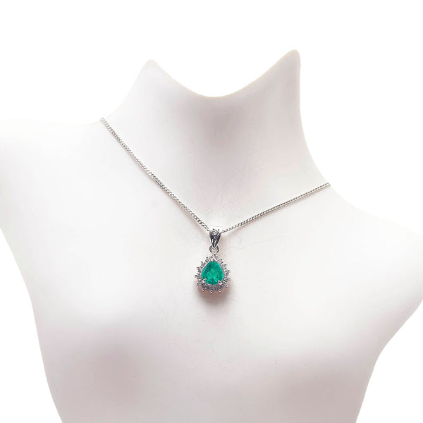 Pt900 プラチナ Pt850 プラチナ エメラルド0.58ct ダイヤ0.23ct ネックレス レディース 【中古】
