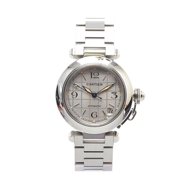 カルティエ パシャC デイト ボーイズ 腕時計 W31023M7 自動巻き ホワイト文字盤 ステンレススチール メンズ CARTIER 【中古】