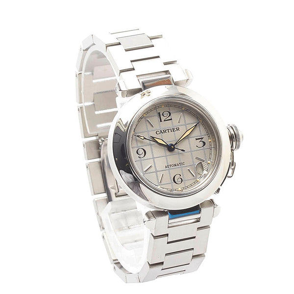 カルティエ パシャC デイト ボーイズ 腕時計 W31023M7 自動巻き ホワイト文字盤 ステンレススチール メンズ CARTIER 【中古】