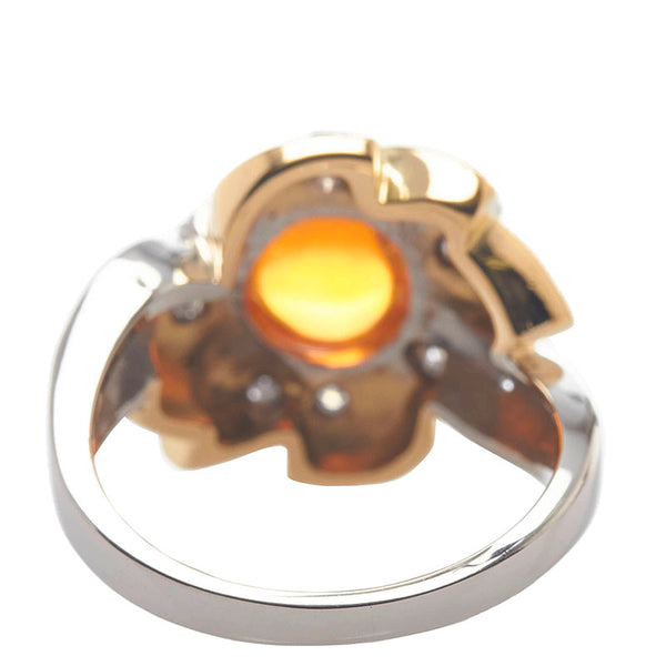 Pt900 プラチナ K18YG イエローゴールド コンビ ファイア1.18ct ダイヤ0.13ct リング 指輪 レディース 10号 【中古】