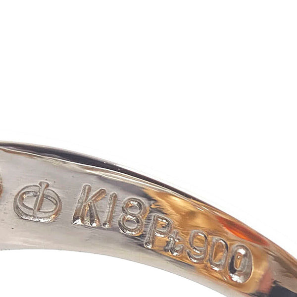 Pt900 プラチナ K18YG イエローゴールド コンビ ファイア1.18ct ダイヤ0.13ct リング 指輪 レディース 10号 【中古】