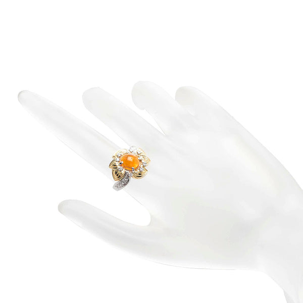 Pt900 プラチナ K18YG イエローゴールド コンビ ファイア1.18ct ダイヤ0.13ct リング 指輪 レディース 10号 【中古】
