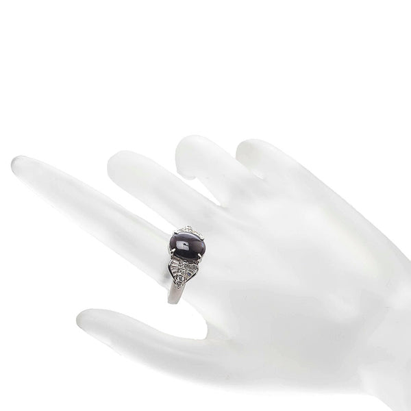 Pt900 プラチナ シリマナイトキャッツアイ4.36ct ダイヤ0.51ct リング 指輪 レディース 16号 【中古】
