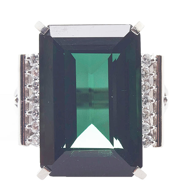 Pt900 プラチナ トルマリン14.73ct ダイヤ0.22ct リング 指輪 レディース 12号 【中古】
