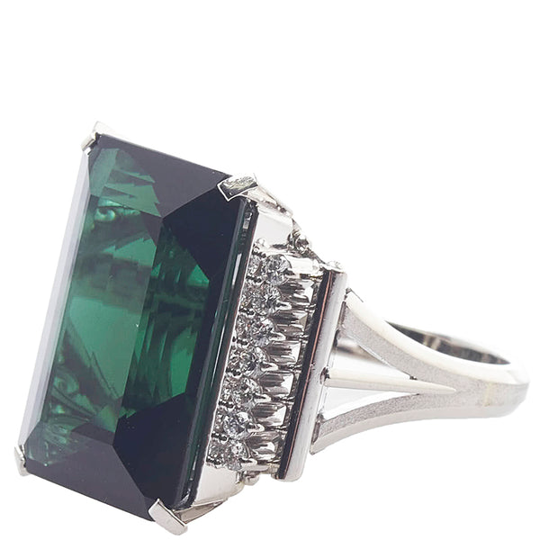 Pt900 プラチナ トルマリン14.73ct ダイヤ0.22ct リング 指輪 レディース 12号 【中古】