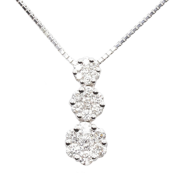 K18WG ホワイトゴールド ダイヤ1.00ct ネックレス ペンダント レディース 【中古】