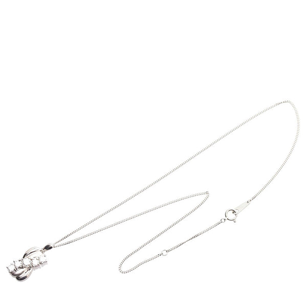 Pt850 プラチナ ダイヤ0.41ct ダイヤ0.60ct ペンダントネックレス レディース 【中古】
