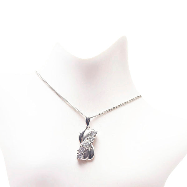 Pt850 プラチナ ダイヤ0.41ct ダイヤ0.60ct ペンダントネックレス レディース 【中古】