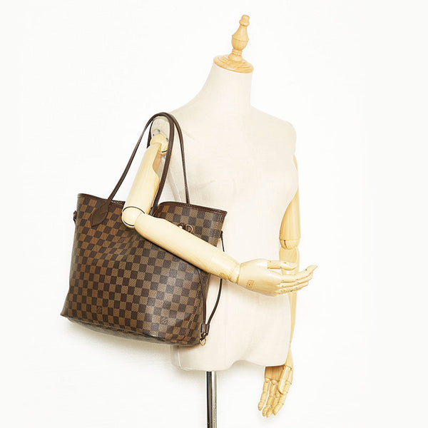 ルイ ヴィトン ダミエ ネヴァーフルMM トートバッグ ショルダーバッグ N51105 ブラウン PVC レザー レディース LOUIS VUITTON 【中古】