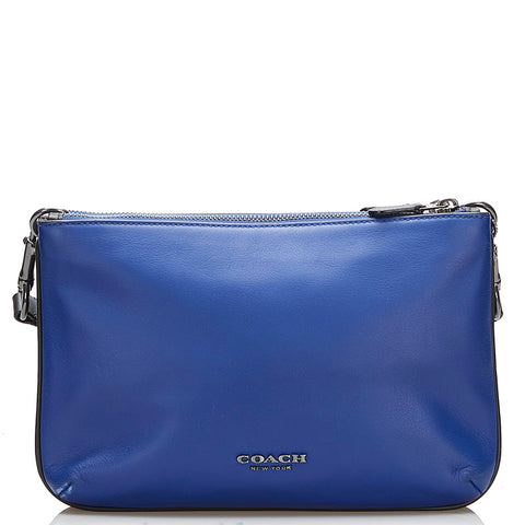コーチ シグネチャー 斜め掛け ショルダーバッグ  C6957 ブルー ブラック PVC レザー レディース COACH 【中古】